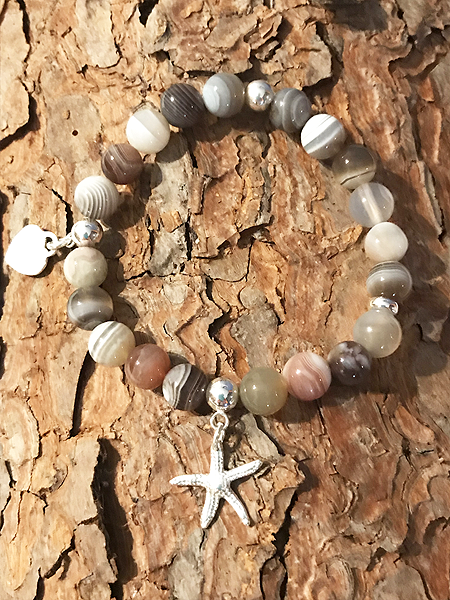 Bracciale in agata bootswana con stella in argento 925