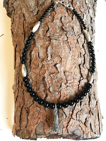 Collana in onice con distanziali e chiusura in argento 925