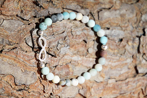 Bracciale Amazzonite opaco con infinito argento 925