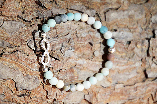 Bracciale Amazzonite opaco con infinito argento 925