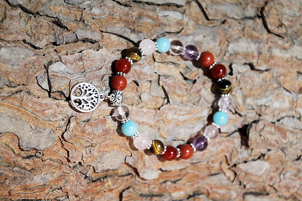 Bracciale 7 Chakra con albero della vita in metallo