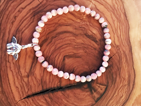 Braccialetto rodocrosite con angelo in argento 925