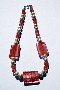 Collana Quarzo cherry perle con chiusura in argento 925