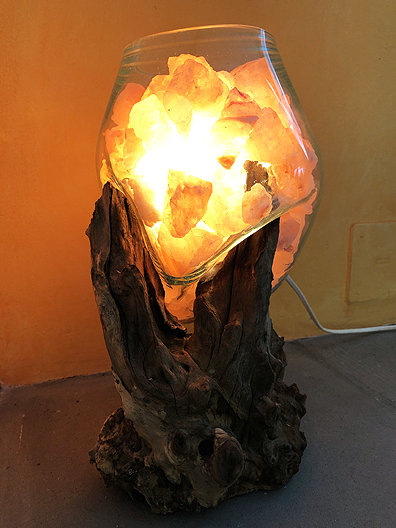 Lampada sale vetro legno