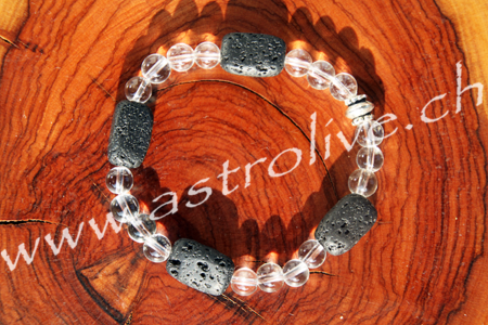 Bracciale Cristallo di rocca e Pietra lavica