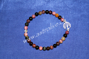Bracciale Tormalina multicolore con albero della vita ed inserti in argento 925