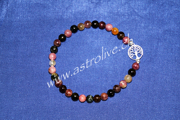 Bracciale Tormalina multicolore con albero della vita ed inserti in argento 925