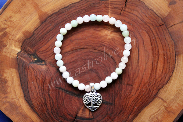 Bracciale Morganite Acquamarina con albero della vita a cuore in argento 925