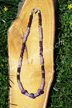 Collana Fluorite Ametista Cristallo di Rocca con chiusura in argento 925