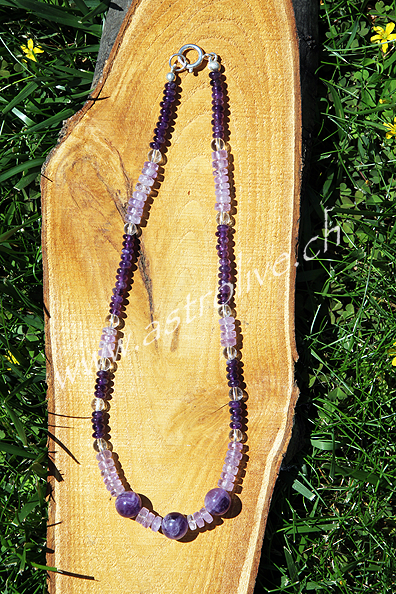 Collana Fluorite Ametista Cristallo di Rocca con chiusura in argento 925