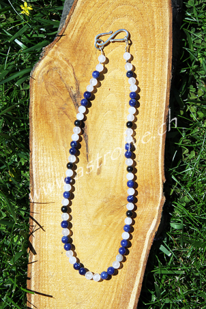 Collana Quarzo rosa lapislazzuli e Shungite con chiusura in argento 925